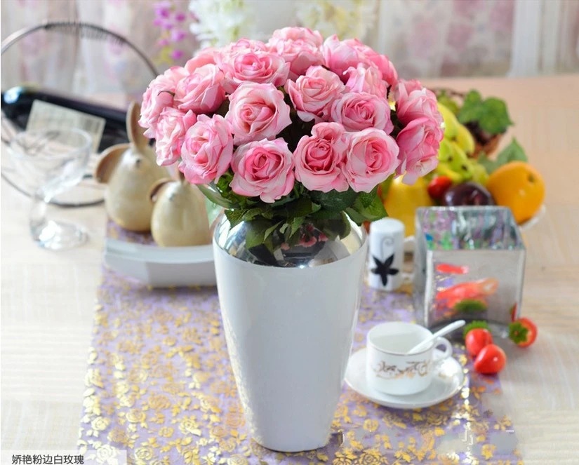 Розовые цветы из искусственного латекса синие желтые реалистичные реальные на