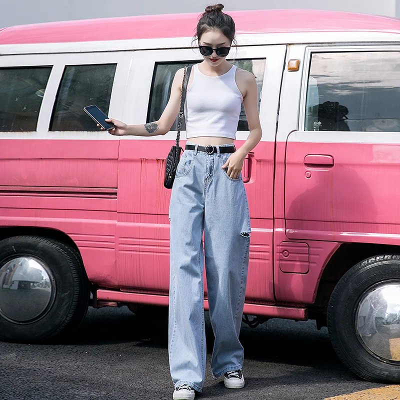 2020 мягкие хлопковые джинсы для девочек с высокой талией длинные джинсовые штаны