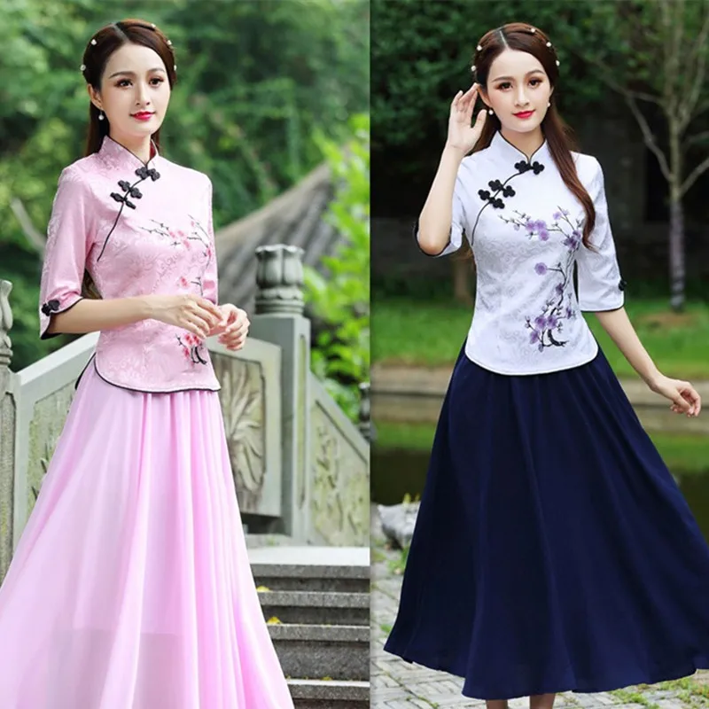 2019 Весна и лето новые женские вышитые тонкие для похудения модные рубашки