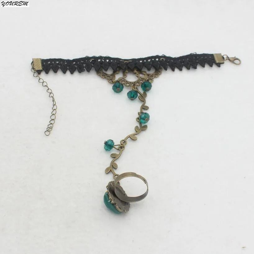 Ретро Бронзовый Винтажный Зеленый бисер розовый кружевной браслет женские