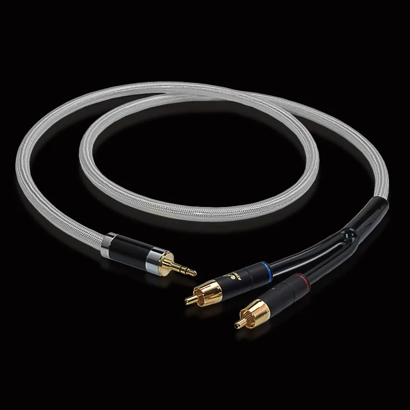 Hi Fi кабель ATAUDIO 3 5 мм на 2RCA высококачественный медный и посеребренный аудиокабель