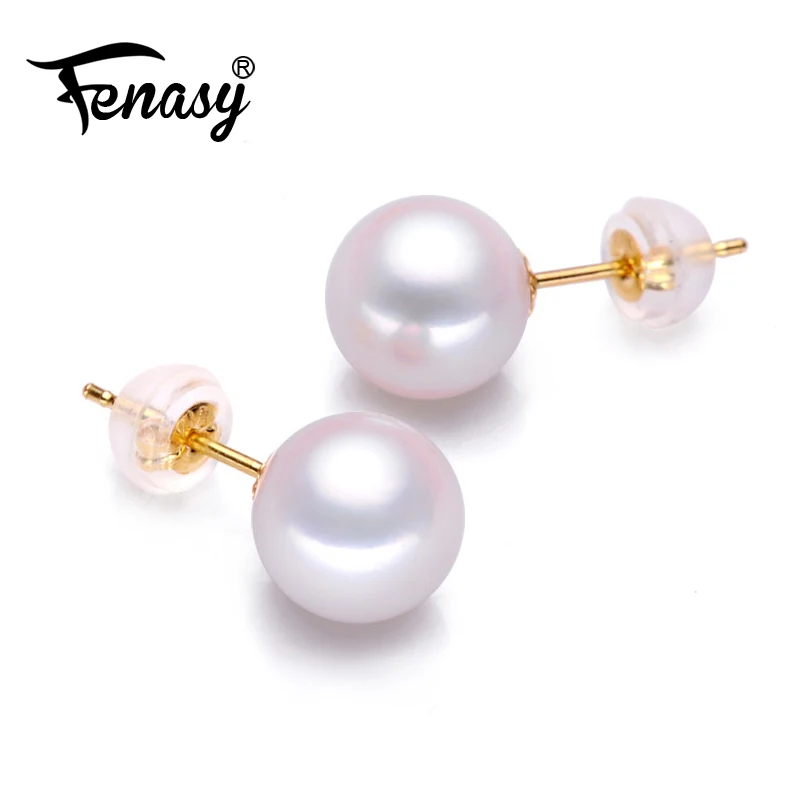 FENASY круглые жемчужные 18 К золотые серьги Модные ювелирные изделия классические