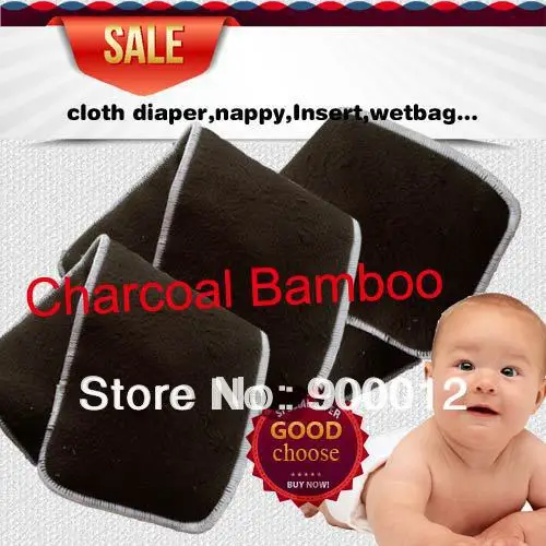 Free Shipping Naughty Baby Charcoal Bamboo 50pcs 5 Layers(3+2) Reusable Baby Cloth Diaper pads Nappy Inserts Changing Pad