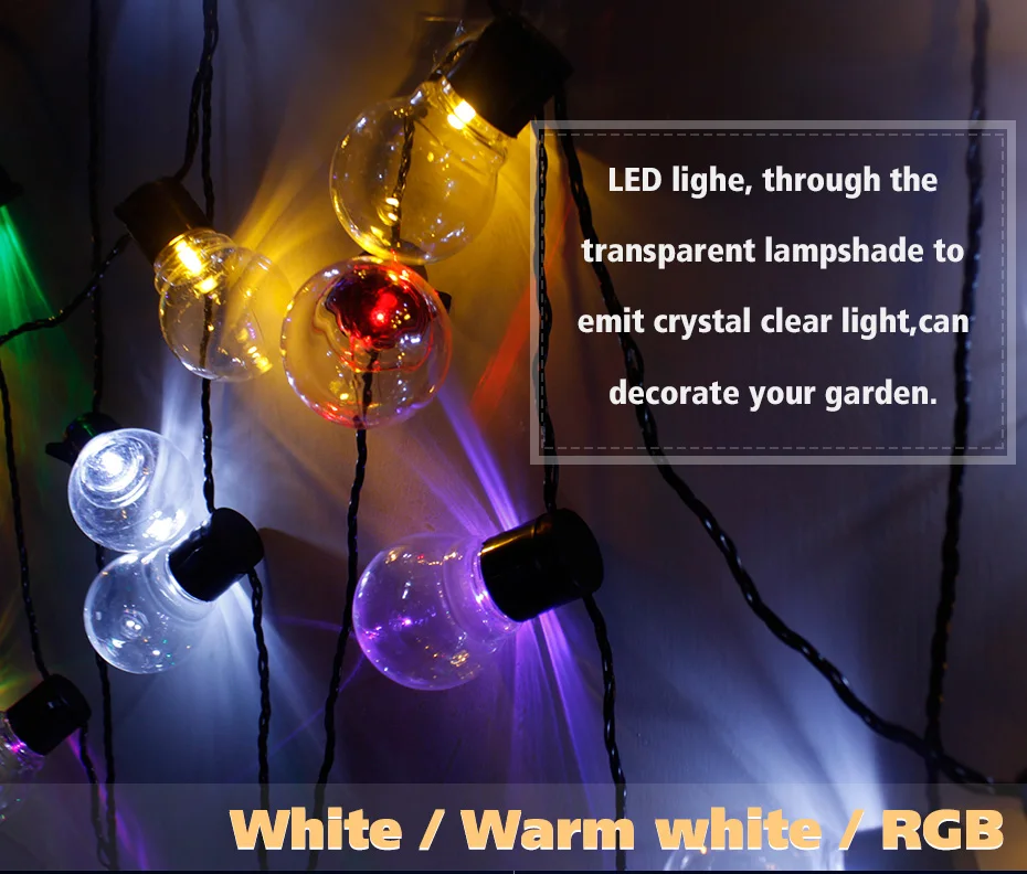 20Ft 6cm Bulb Globe String Lights With Clear Bulb Backyard Patio Lights Vintage Bulbs Decorative Outdoor Garland Wedding A1
