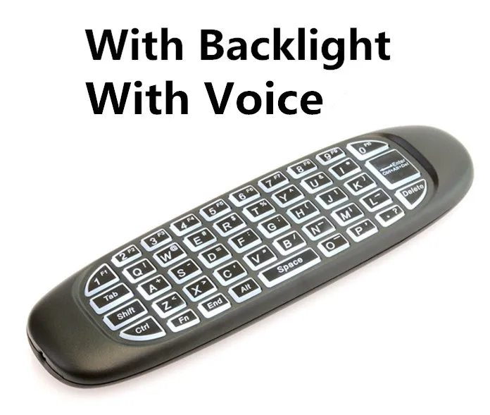 C120 With Backlight C120 английская русская 2,4G RF Air mouse беспроводная клавиатура Пульт дистанционного управления с голосовой подсветкой для Android Smart tv Box X96 MAX - Цвет: C120 With Backlight