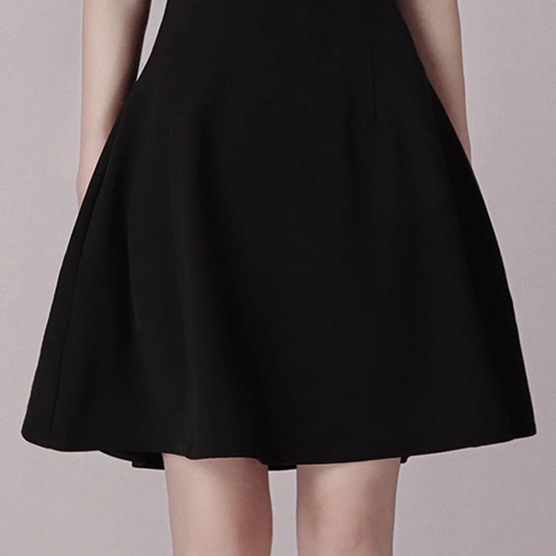 INDRESSME элегантное однотонное платье А-силуэта с коротким пышным рукавом женское