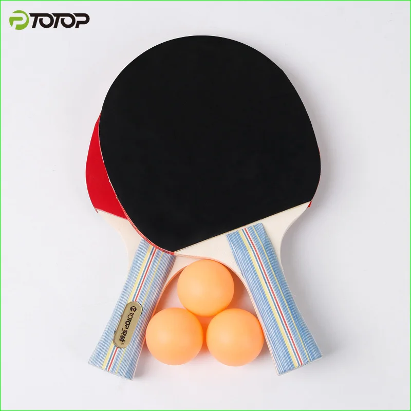 PTOTOP Table Tennis Racket Two Long/Short Handle Ddouble Pimples-in Rubber Pingpong Rackets and Three Balls | Спорт и развлечения