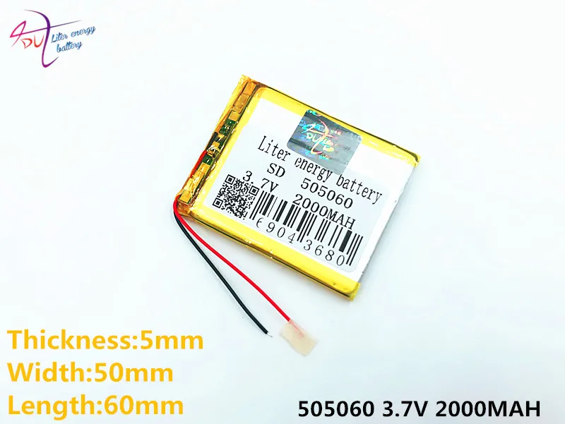 10 шт. 3 7 V 2000mAh 505060 Li Po литиевая полимерная аккумуляторная батарея для PAD GPS DIY Vedio