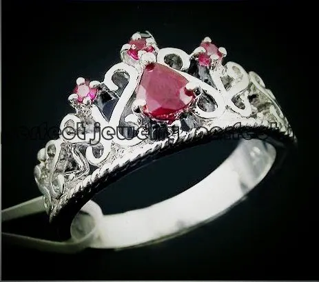 Кольцо в виде короны из натурального рубина бесплатная доставка стерлингового