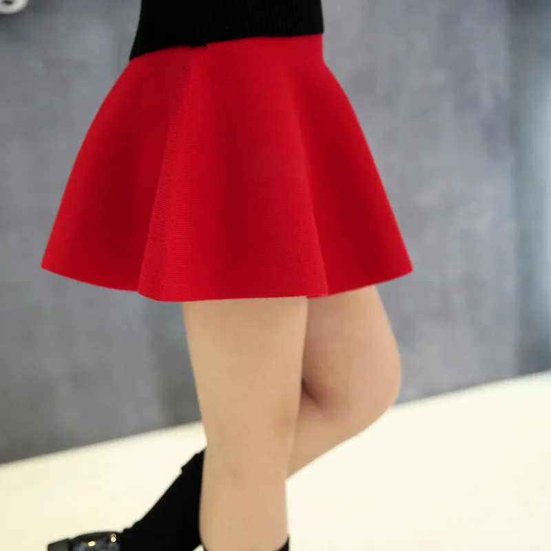 Новая корейская детская весенне осенняя универсальная вязаная юбка принцессы