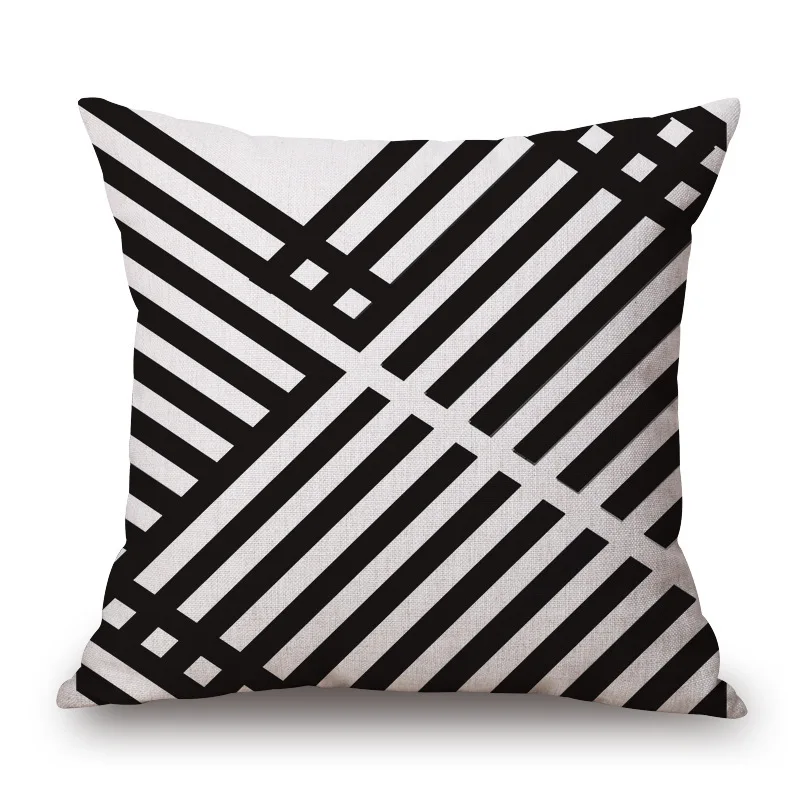 Современные черно белые чехлы для подушек с геометрическим рисунком треугольные