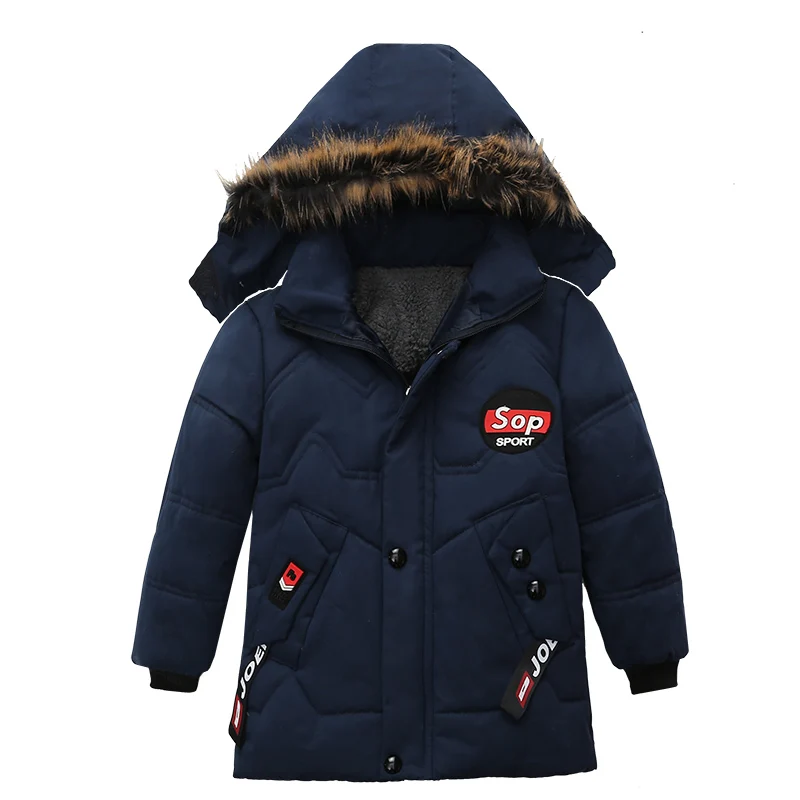 Navy blue Г. Осенне-зимние куртки для мальчиков, пальто теплая Плотная хлопковая верхняя одежда для маленьких детей, пальто для мальчиков, одежда детская куртка От 2 до 4 лет - Цвет: Navy blue