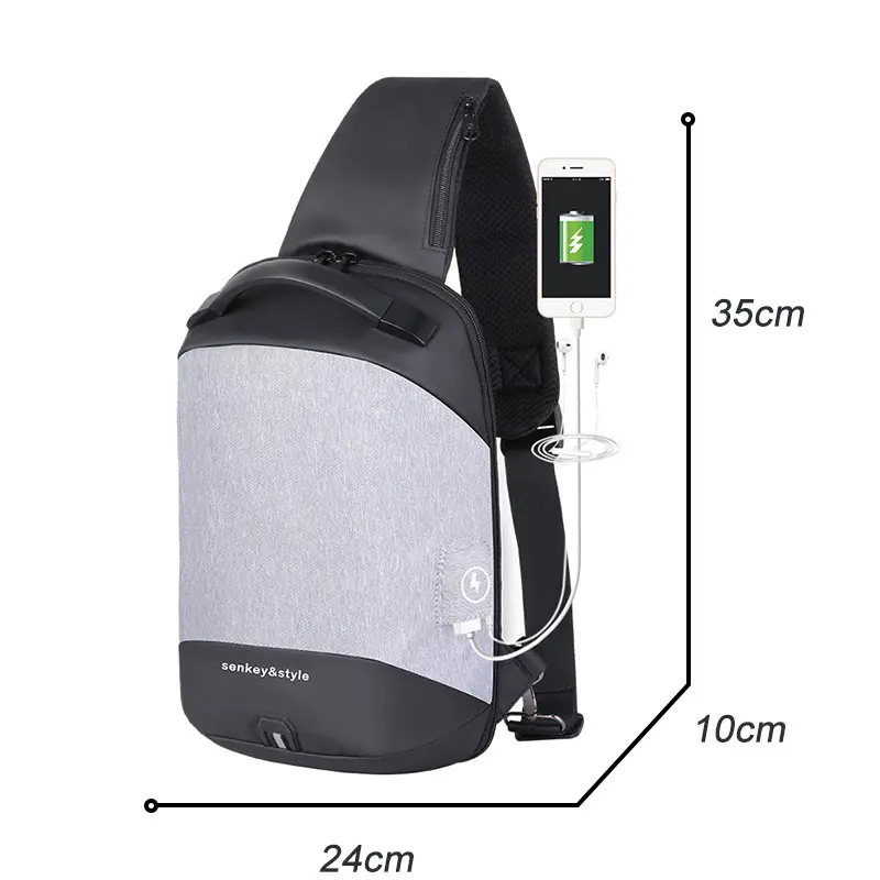 Сумка на плечо мужская с USB портом для зарядки и защитой от кражи|Поясные сумки| |