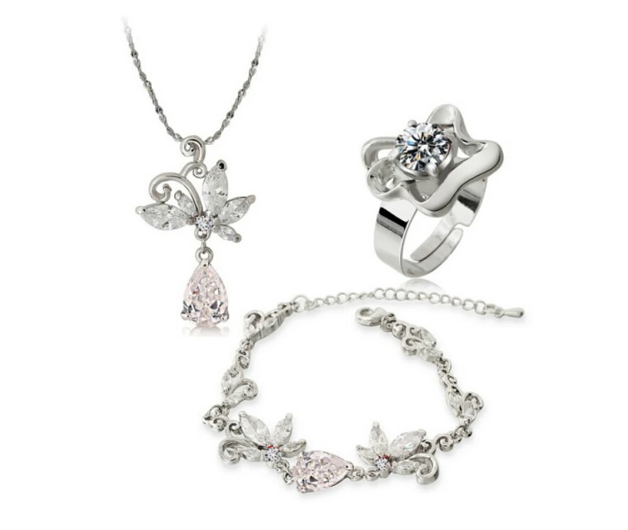 OMH оптовая продажа модные 18 кт золотые белые цветы бабочки для женщин и девочек