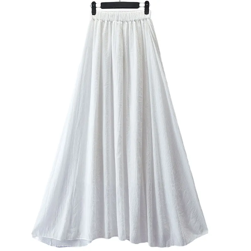 Женская длинная юбка макси в богемном стиле шифоновая однотонная винтажная