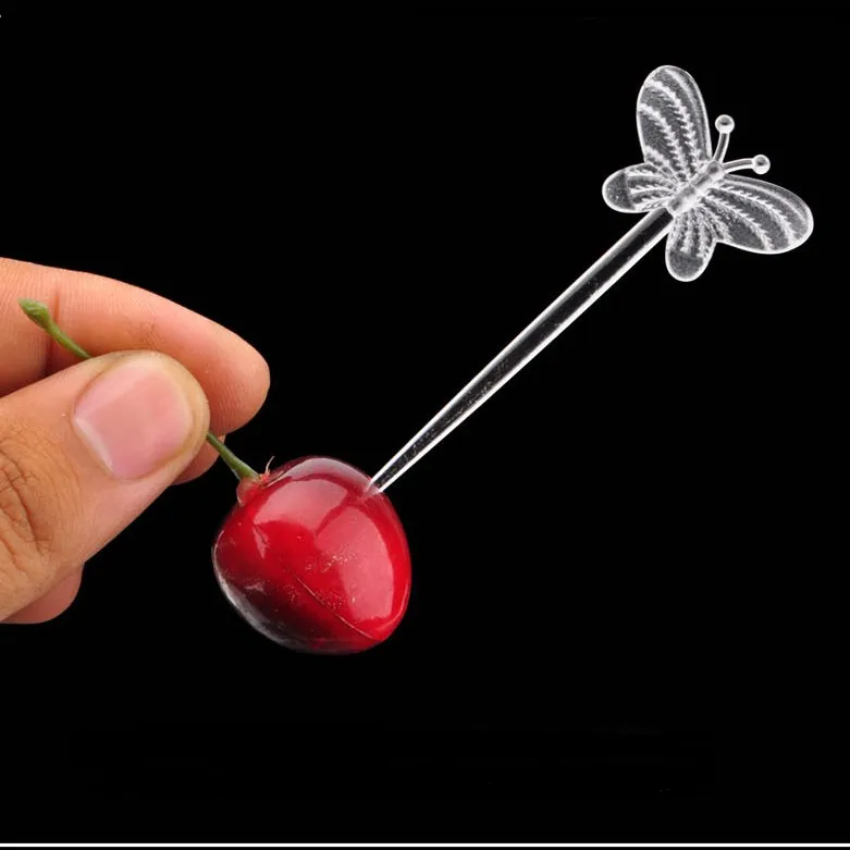 

Clear Plastic Butterfly Fruit Cocktail Sticks Creative Cake Vegetable Picks Sandwich Appetizer Picks Party Favor 200pcs/LOT