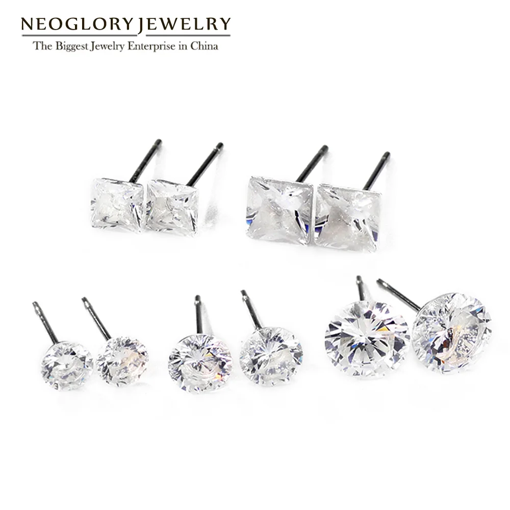 Neoglory посеребренный маленький белый Комплект сережек для женщин подростков