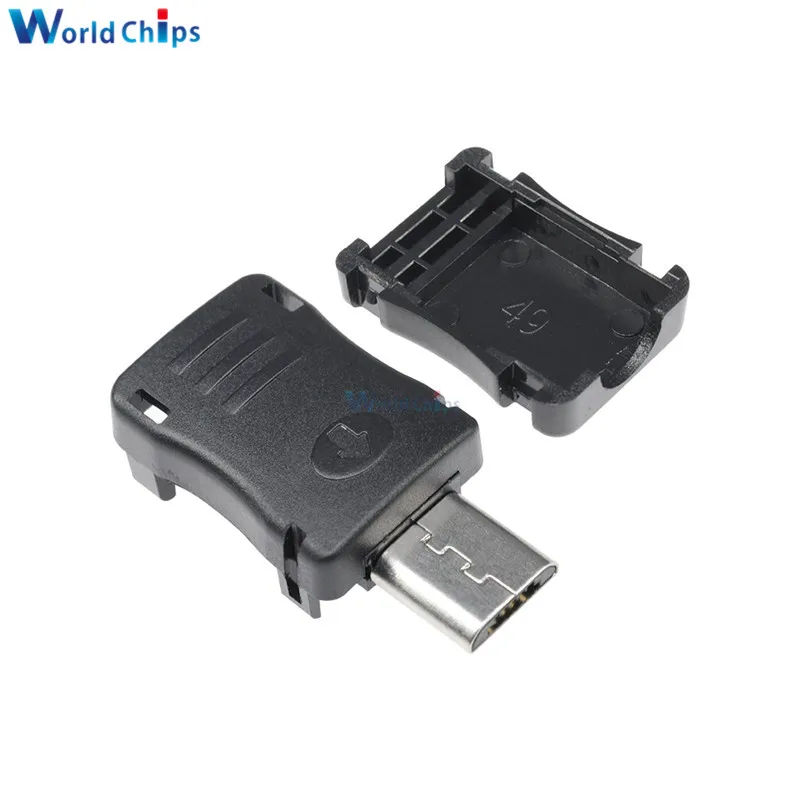 10PCS DIY Micro USB 5 Pin T Port Male Plug Socket Connector with Plastic Cover | Электронные компоненты и