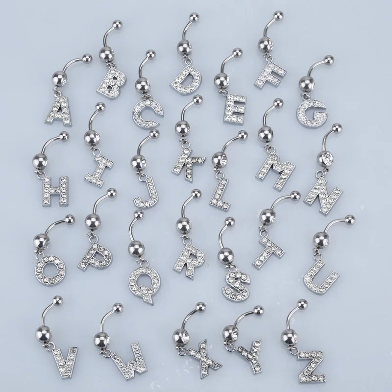 26 букв очаровательное ювелирное изделие для пирсинга живота с кристаллами S-Z