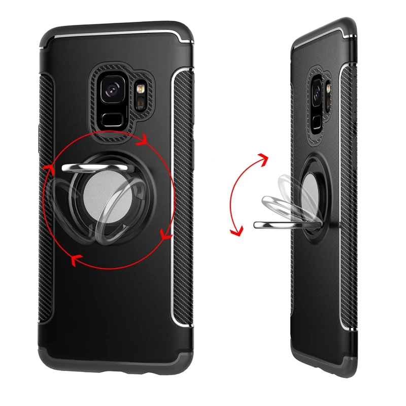 For Samsung Galaxy S9 plus Case Cases Hard PC+Soft TPU Ring Adsorption Cover for Back Armor | Мобильные телефоны и