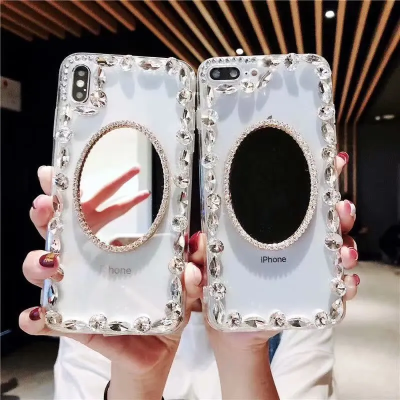 XINGDUO Glitter case cover for iphoneX 6 7 8 Plus XS MAX Bling Diamonds Makeup Mirror iphone XR Mobile phone shell | Мобильные