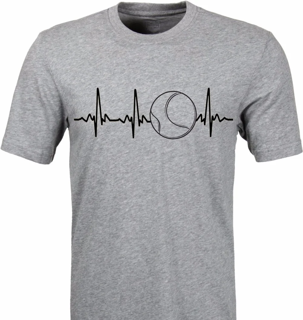 

2018 Summer 100% Cotton Short Sleeve O-Neck Cotton T-Shirt Pulse Heartbeat Tenniser Youth Round Collar Customized Men's Tees