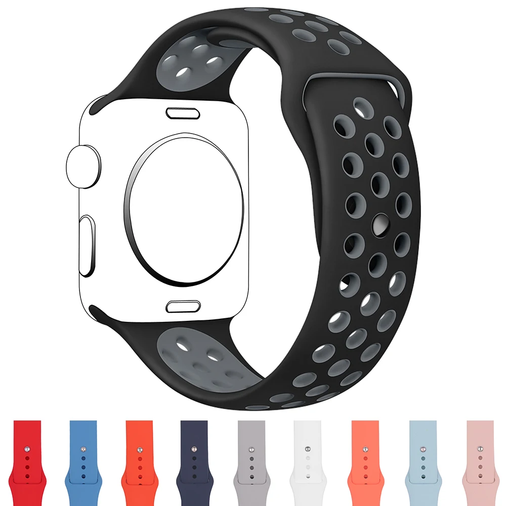 Спортивный силиконовый ремешок для мм Apple Watch 38 42 водостойкий наручный ремень