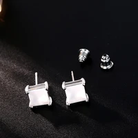 fym high quality fashion 3 colors square shape wedding stud earrings for bride cubic zirconia jewelry earring for women party