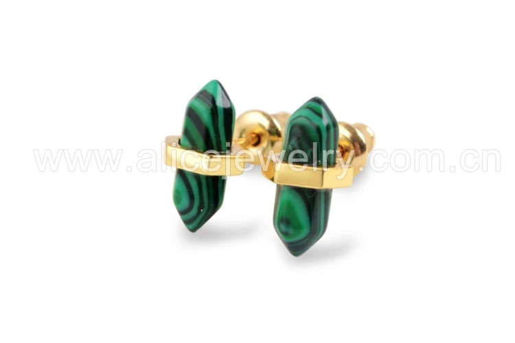 malachite BOROSA 5 пар золотого цвета мульти-вид Натуральный Камень Ограненный заостренный серьги-гвоздики кулон agates Druzy серьги из лазурита ювелирные изделия ZG0348 - Окраска металла: malachite