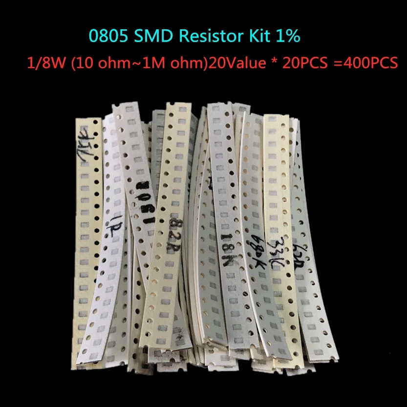 20 стоимость* 20 шт = 400 шт 0805 SMD Резистор Комплект 1% 1 Вт/8 Вт(10 Ом~ 1 м ом) компонент diy Образцы комплект