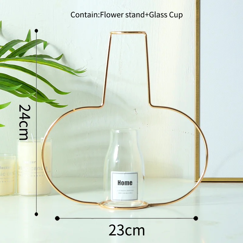 D-Flower stand-Cup RUX WORKSHOP в скандинавском стиле ваза для украшения интерьера Золотой железной проволоки вазы высушенные цветочные украшения для дома вечерние украшения - Цвет: D-Flower stand-Cup