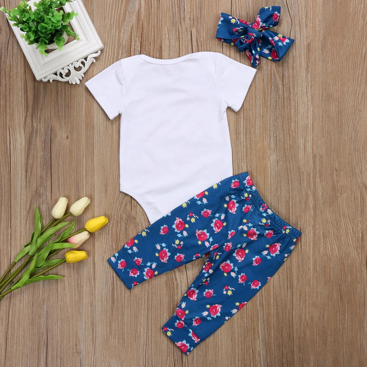 Комбинезон ромпер комбинезон из 3 предметов длинные штаны с цветочным рисунком