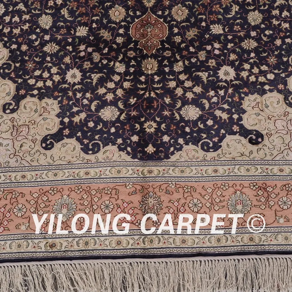 YILONG 4 'x 6' тонкий турецкий ковер темно синий выгодный античный Шелковый коврик