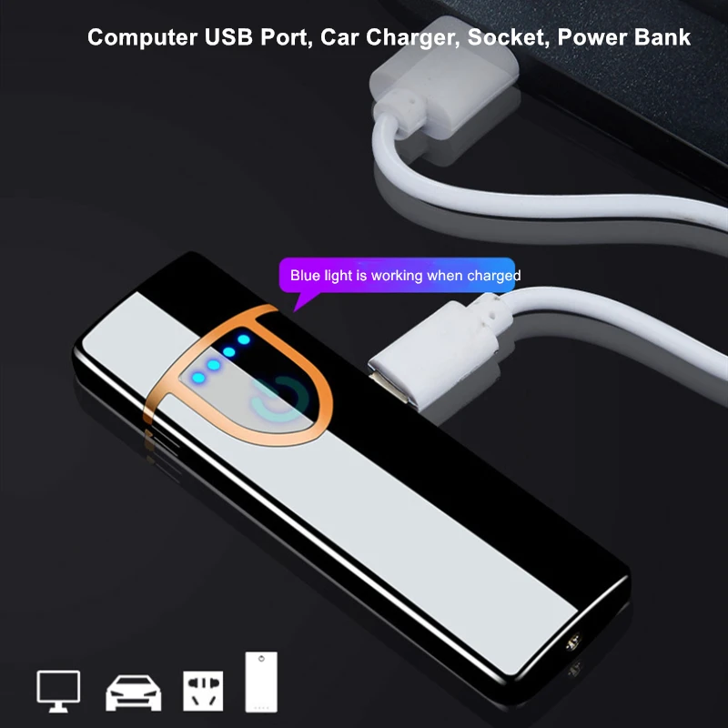 Индукционная Электронная USB зажигалка с отпечатком пальца перезаряжаемая