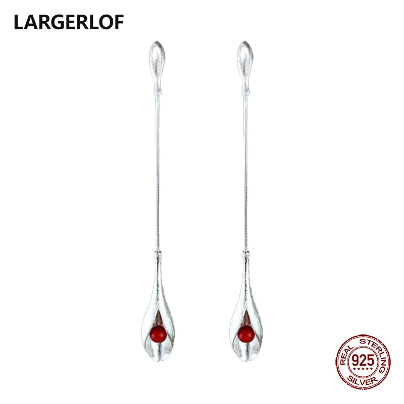 Largerlof 925 серебро Висячие серьги ювелирные изделия Серьги Мода цветок Earrrings для Для