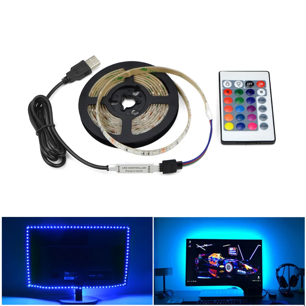 Светодиодный ленточный светильник RGB/белый/теплый белый 5В питание USB 2835 3528 SMD HD ТВ