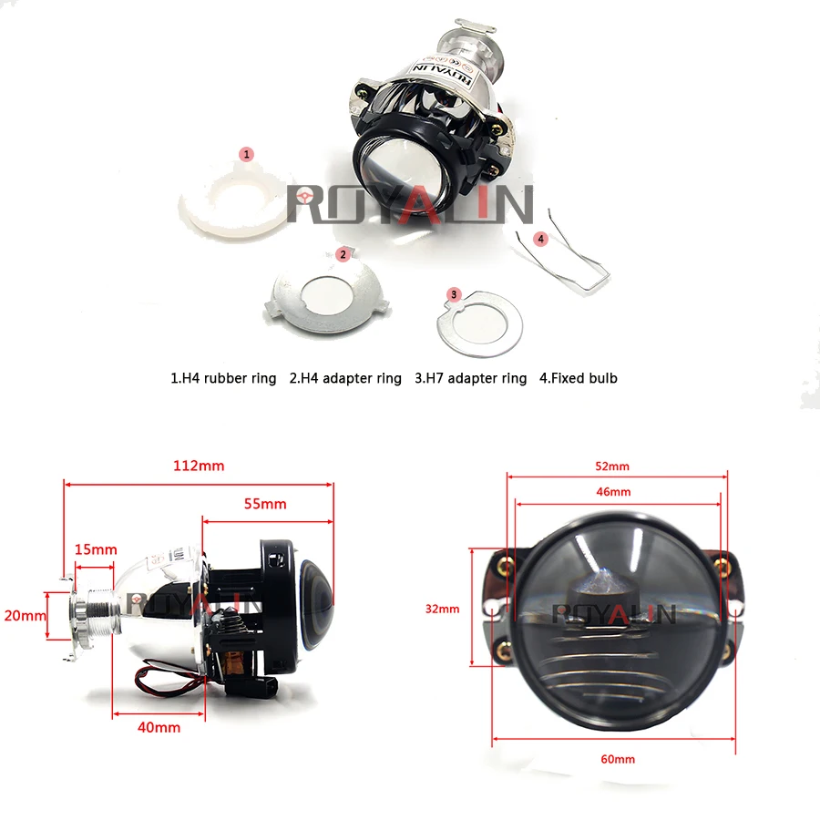 ROYALIN Bi Xenon фары для модернизации H1 Мини HID прожекторная лампа Bixenon H4 H7 авто 2 0