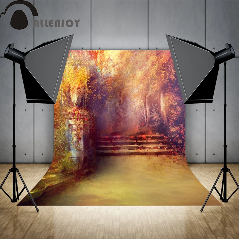 Allenjoy осенний фотографический фон Золотая художественная живопись Страна Чудес
