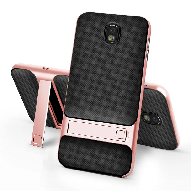 Rose Gold Гибридный чехол из ТПУ+ поликарбоната для samsung S8, S9 Plus, Note 8, J7Pro, J730, J7, чехол с подставкой и держателем, чехол на заднюю панель для samsung J5, J7 - Цвет: Rose Gold