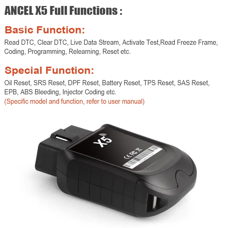 Автомобильный сканер Ancel X5 OBD2 полная система WIFI Easydiag ABS SRS EPB DPF инструменты сброса