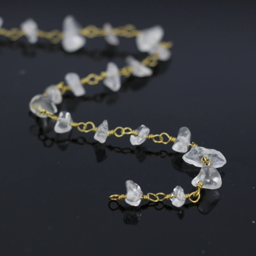 

5Meter,Natural Crystal Chip Beads Link Rosary Chain,fashion Raw Quartz Crystal Chains Necklace,Fine Jewelry Findings Wholesale