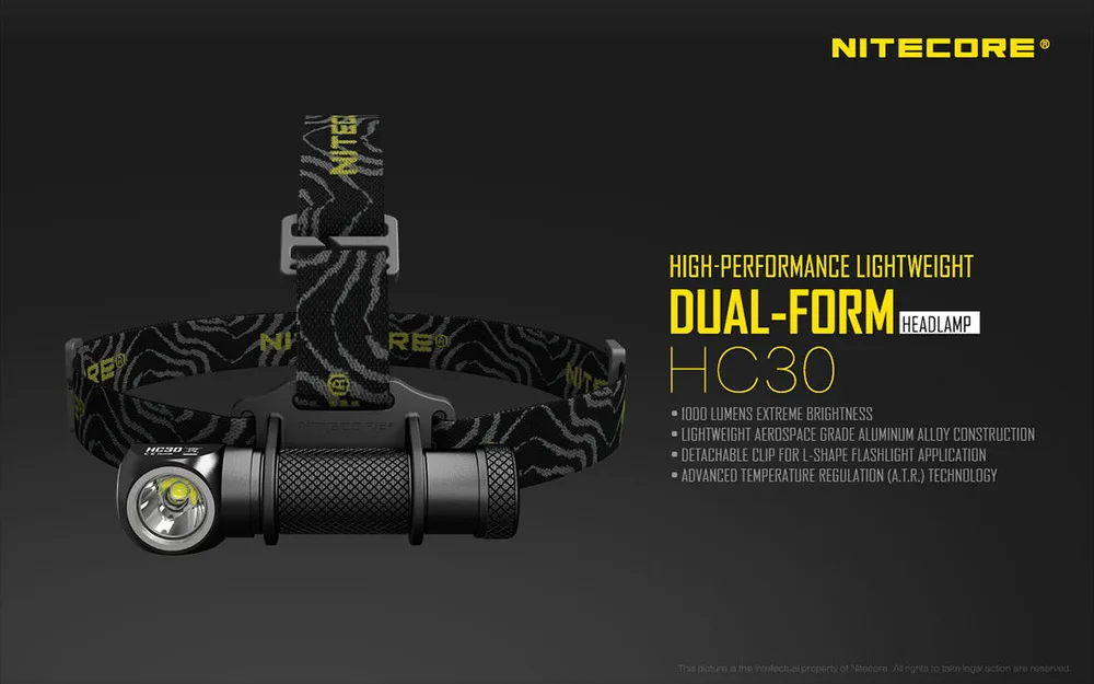 Nitecore HC30 светодиодный налобный фонарь CREE XM-L2 U2 1000 люменов полностью металлический Uniboy с широким пучком оптики Головной фонарь 18650 батареи