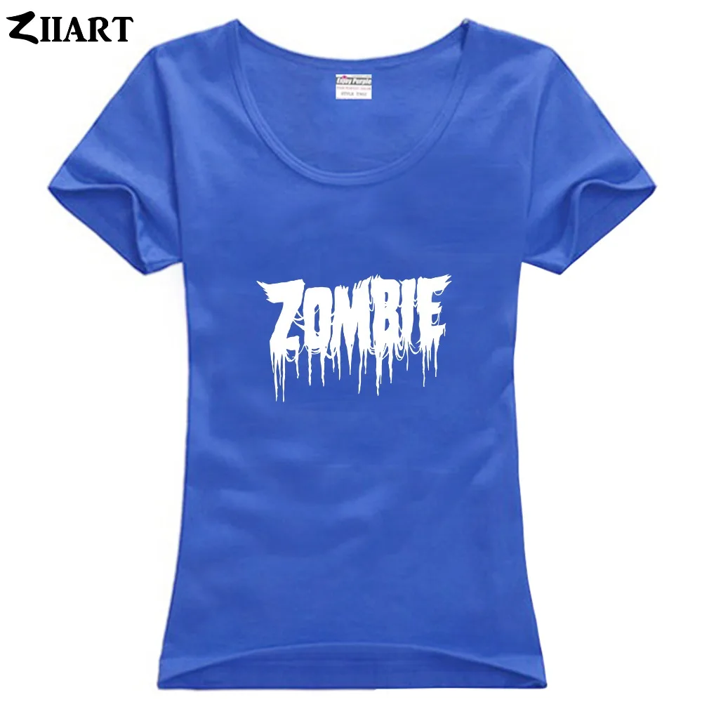 Одежда для пары с надписью bloody zombie Женская хлопковая футболка короткими рукавами