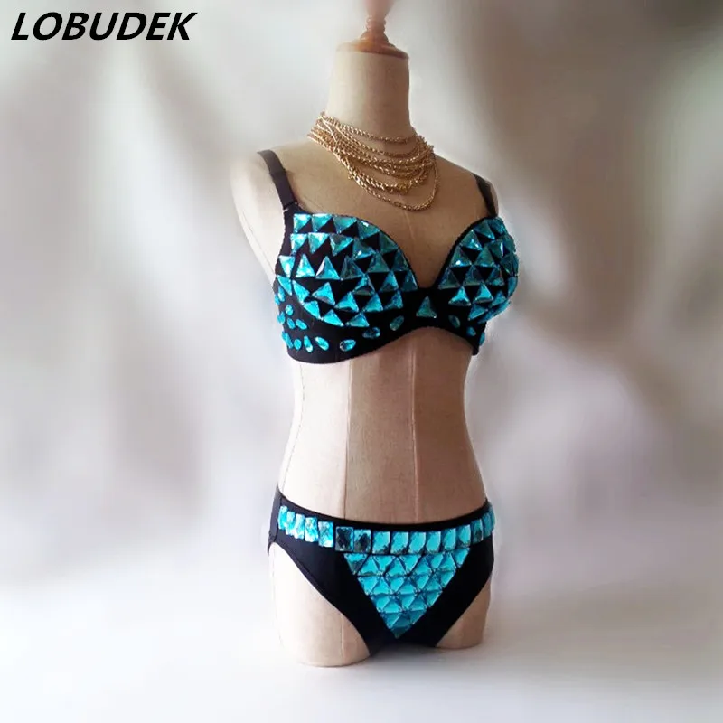 Женский костюм бикини (бюстгальтер + шорты) для сцены ночного клуба танцев на