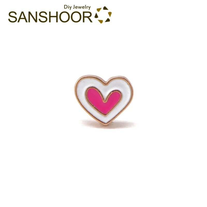 SANSHOOR подвески с розовыми сердечками подходят для 8 мм кожаный браслет хранитель