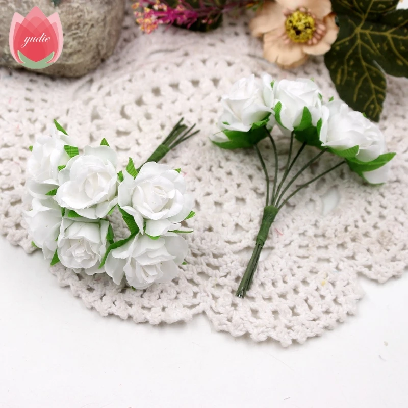 Искусственные шелковые цветы ручной работы для свадьбы вечеринки дома 6 шт. 3
