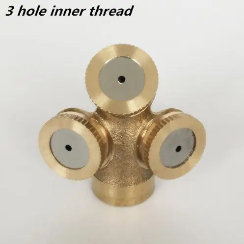 3 hole inner thread 1 шт., регулируемые латунные сопла для полива сада, охлаждения крыши, латунные сопла распылителя - Цвет: 3 hole inner thread