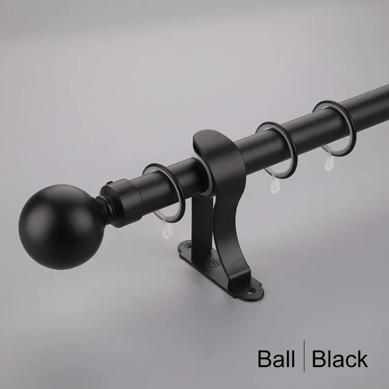 Ball Single Римский полюс Алюминиевый сплав карниз для спальни без ржавчины высокая твердость с различными декоративными головками черный - Цвет: Ball Single