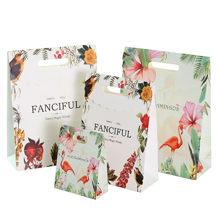 10 шт./лот Подарочный пакет с изображением богатой птицы фламинго крафт бумажный