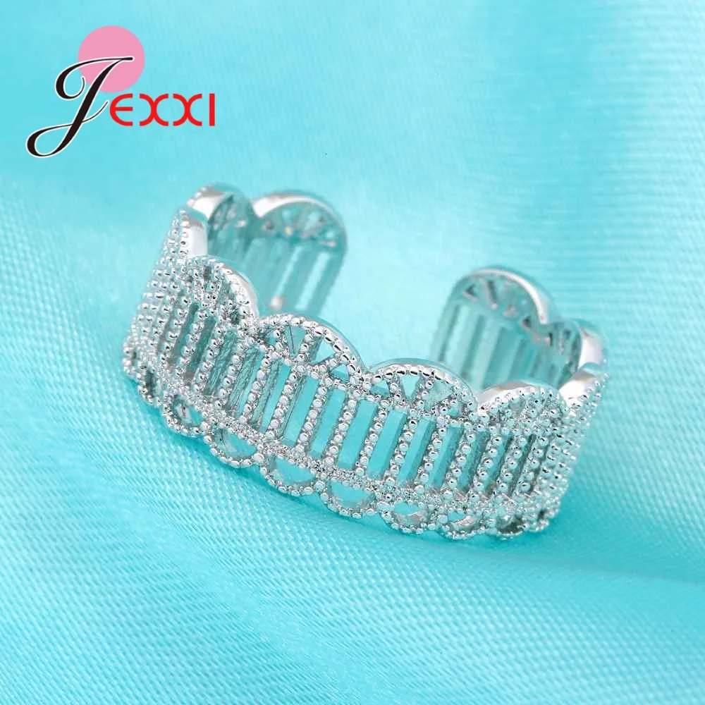 Luxury Wedding Engagement 925 Sterling Silver Rings Wide Shape Hollow Out Vintage Party Ajustable Ring For Women Bijoux | Украшения и